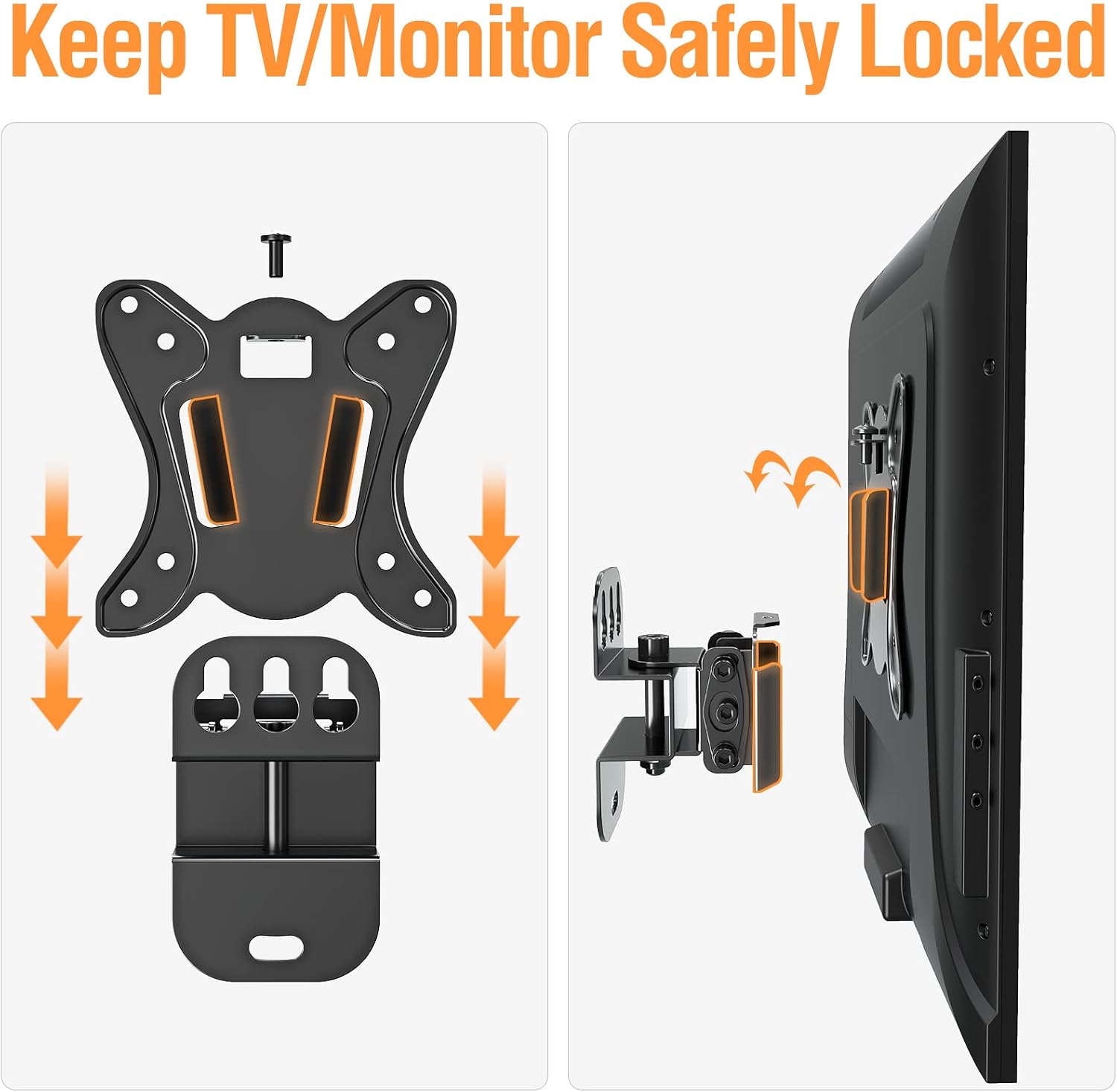 ELIVED Small TV Monitor Mount for 13-30" Screens, VESA 100x100, 33 Lbs Load | Adjustable tilt & swivel bracket, single stud center mounting, compatible with LED LCD OLED small screens