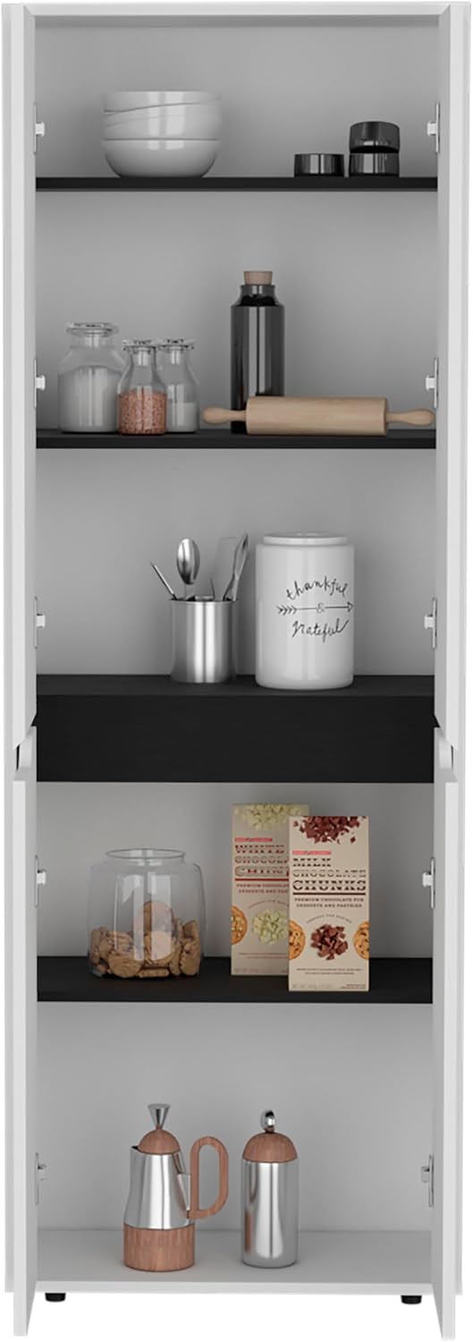 Storage Cabinet Kitchen Pantry with Four Doors and and Five Interior Shelves