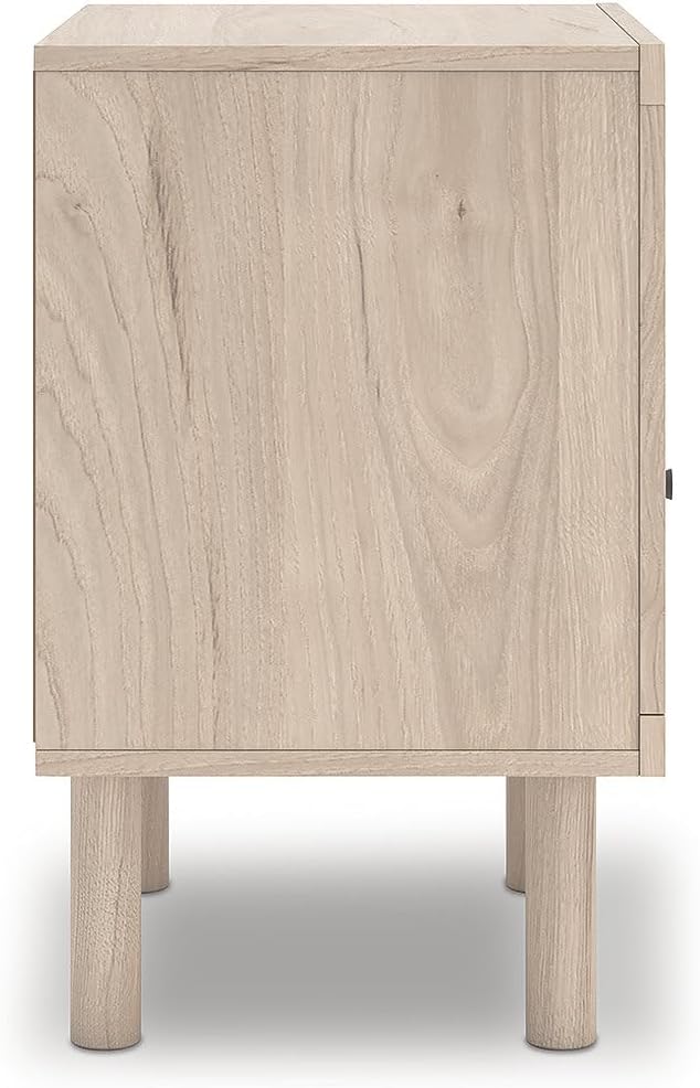 Signature Design by Ashley Birkmore Nightstand Bedside Charging Station with USB Port, Engineered Wood and Decorative Laminate, Youth Bedroom Bedside Table, Tan