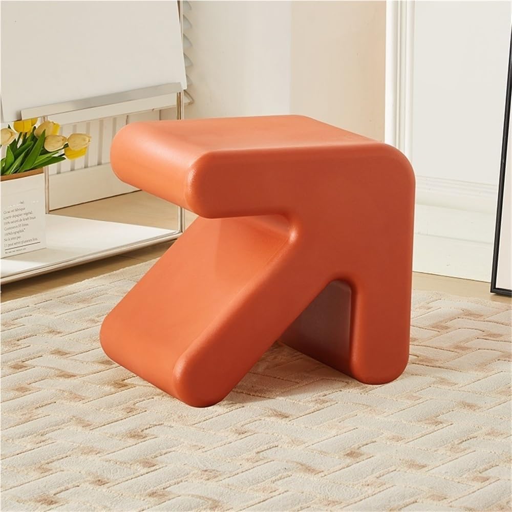 Modern PE Sofa Side Table, End Table, Bedside Table, Magazine Rack, Versatile Cube Ottoman, for Bedroom, Living Room, Balcony(Orange)
