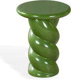 SAFAVIEH Couture Collection - Noelly Olive Green Concrete Accent Table, Contemporary Swirl Pedestal Side Table, High Gloss Finish, Fully Assembled (SFV2621C)