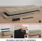 Ornavo Home 43 Inch Storage Ottoman, Large Storage Bench, Ottoman with Storage with Legs, Foot Rest Stool, Bedroom Bench - Tan/Taupe