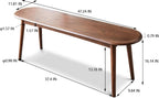 47" Solid Wood Skinny Bench | Walnut Finish Narrow Dining Bench | Mid-Century Modern Entryway Bench for Bed End, Living Room | Rounded Corners | Solid Oak Indoor Furniture