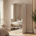 FUFU&GAGA Wardrobe with Mirror Door & Drawers, White Mirror Wardrobe Closet