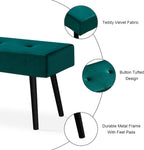 Entryway Bench - 40" Bench for Bedroom, Modern Ottoman End of Bed, Upholstered Bench with Metal Legs, Dining Bench for Living Room, Entryway, Dark Green Velvet