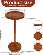 Solid Wood Pedestal Side Table With Weighted Base and Phone Holder for Small Spaces - Drink Table for Living Room, Bedroom, Sofa, Couch, Chair