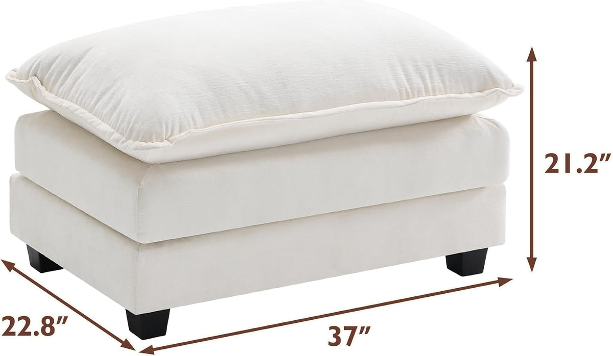 Ihanherry Ottoman for Modular Sectional Cloud Sofa, Chenille Deep Seat Couch for Apartment, Living Room and Bedroom, Beige