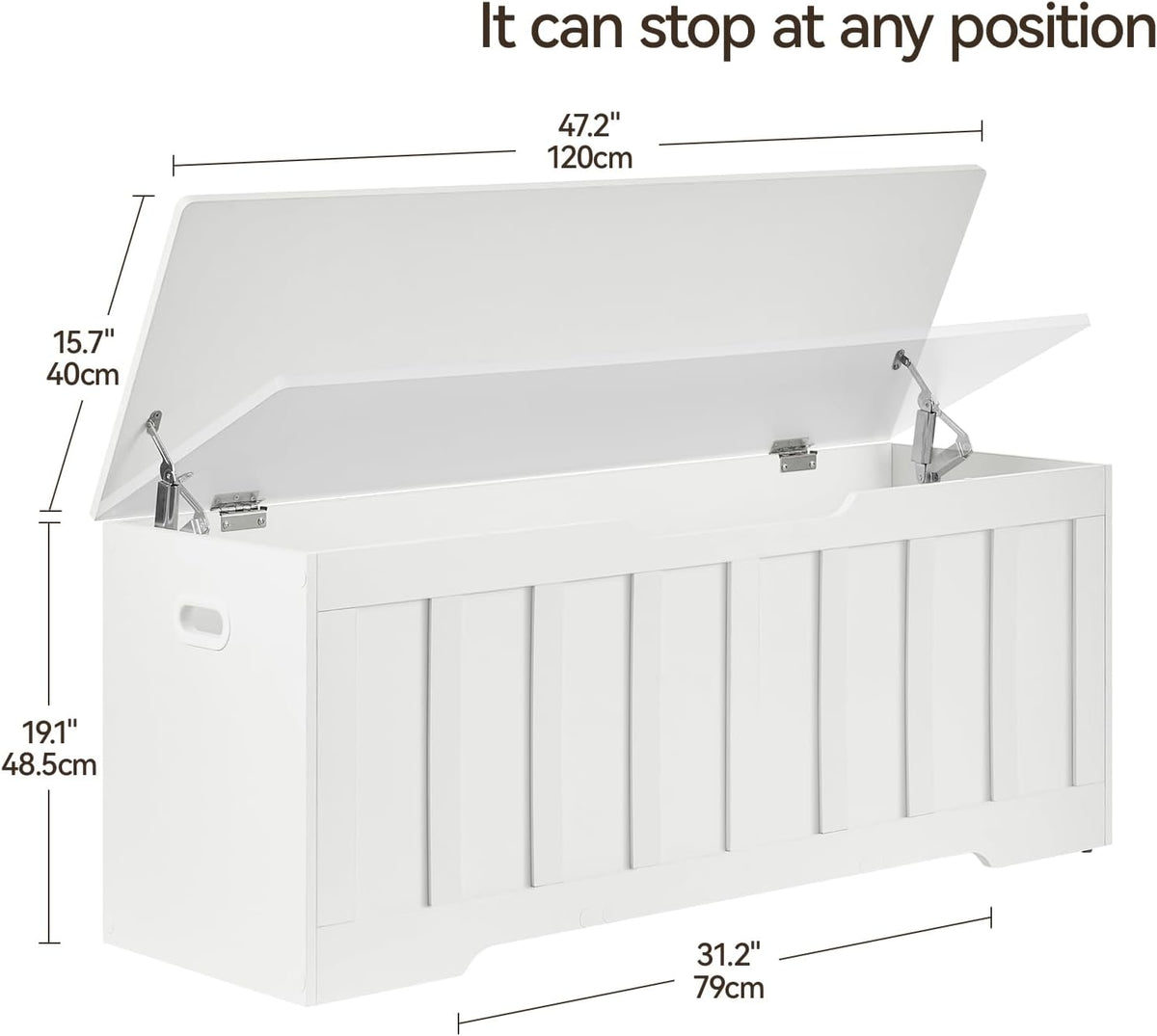 VANKILEY 47.2" Storage Chest Extra Large, Storage Bench.(White) | Wooden storage chest with 2 hinges,47.2"Lx15.7"Wx19.1"H.Storage bench for bedroom,living room,entryway and blanket storage