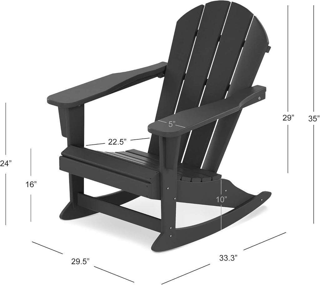 WestinTrends Malibu Outdoor Patio Porch Rocking Adirondack Chair (Set of 4), Black
