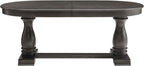 Mid-Century Modern Wooden Dining Table Extendable Oval Dining Table with 18" Leaf and Heavy Duty Column Legs, 76-inch Oversized Oval Wood Diningtable