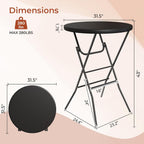 TLSUNNY 4Pcs 32" Folding Round Cocktail Table, High Top Bar Table, Black | Portable Folding Chair for Saving Space, with Locking Leg,Stable Crossbar,for Party, Commercial Events,Bistro,Indoor,Outdoor