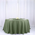 Efavormart Round Tablecloth, 132 Inch Stain & Wrinkle Resistant Washable Table Cloth, Decorative Polyester Fabric Table Cover for Banquet, Wedding, Dining- Olive Green