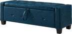 Storage, Bench for Bedroom,Living Room,Hallway, Upholstered Tufted Faux Leather Ottoman Blue