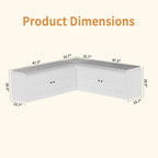 63 inches L-Shaped Storage Bench with Cushion Seat Corner Dining Bench with Hidden Storage Wooden Backless Bench for Entryway Dining Room Kitchen,White