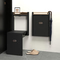 Wall Mounted Folding Shoe Changing Stool, Foldable Bathroom Seating Space Saving Wood Fold Down and Up Chair for Entryway, Bedroom, Hallway, Living Room, Black
