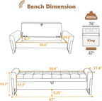 67" Storage Bench for Bedroom End of Bed King Size, Light Cream | Double Lids, Upholstered Faux Leather Storage Bench with Golden Legs for Foot of Bed Window Living Room Entryway