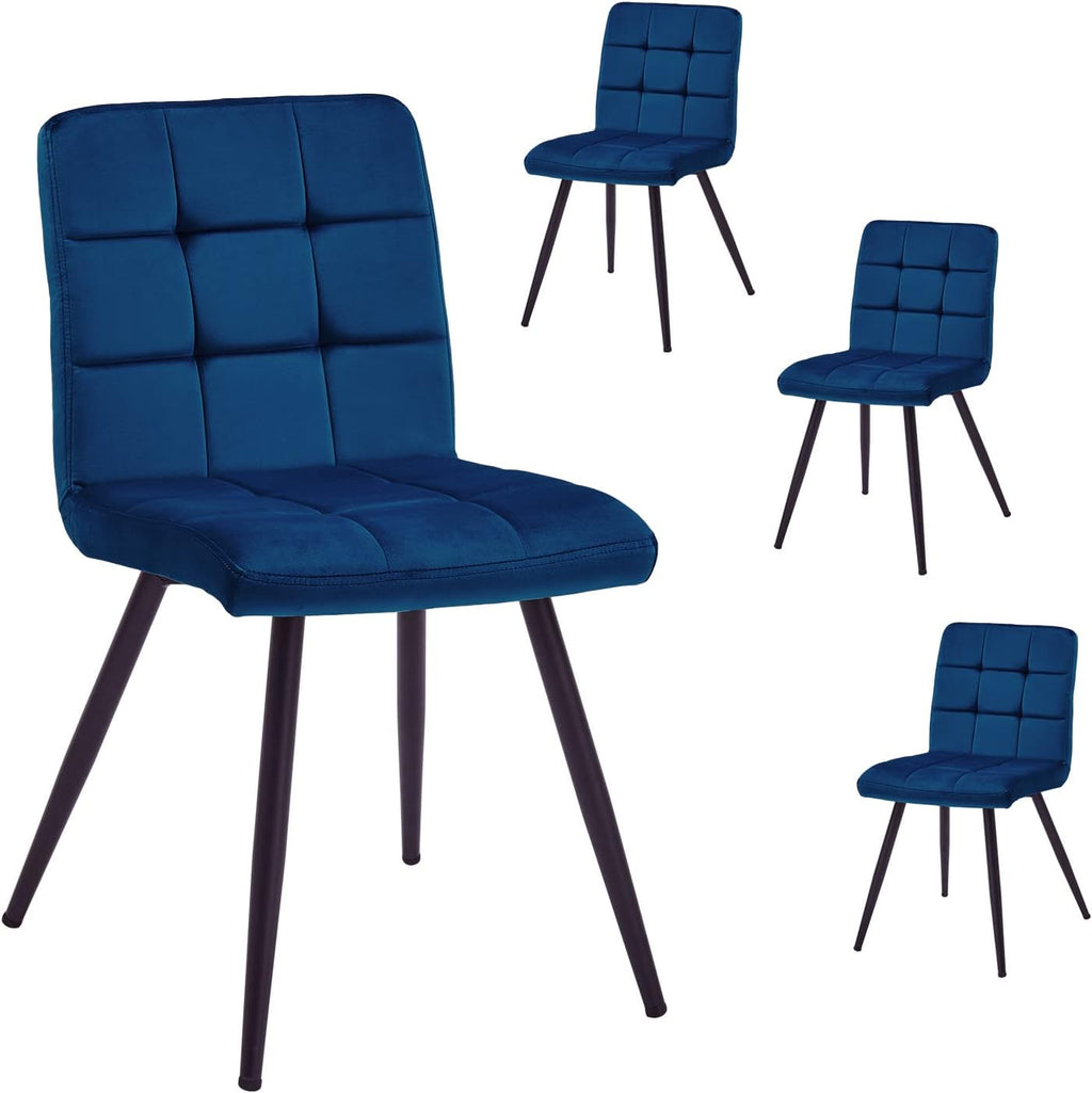 DUHOME Velvet Dining Chairs Set of 4,Mid Century Modern Dining Chairs with Metal Legs,Accent Chairs Side Chairs Reading Chairs for Restaurant Cafe Shop Darkblue