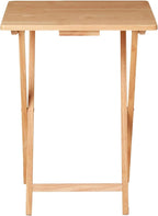 Natural Rubberwood Folding Tray Table, 19x14.5-Inch, Indoor Use