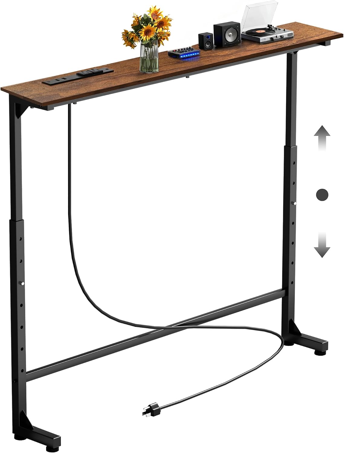Keelian 39 inch Behind Couch Table with Outlets Sofa Table Rustic Brown