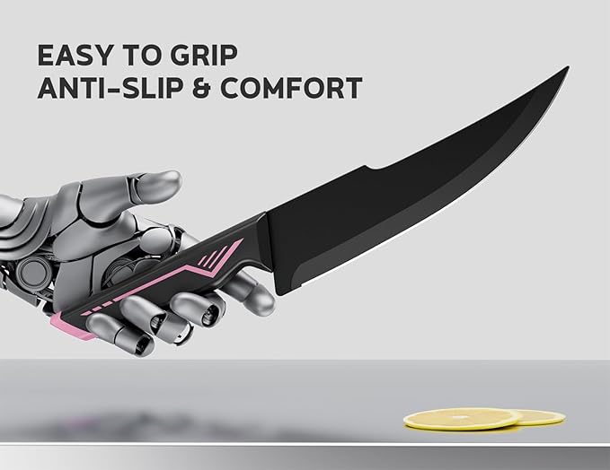 Knife Set - 15 PCS Kitchen Knife Set with Built-in Knife Sharpener Block - Stainless Steel Knife Block Set - Dishwasher Safe, Elegant Box for Men Women, Pink