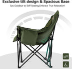 Overmont Oversized XL Camping Chair for Adults - 500lbs Support Heavy-Duty Padded Folding Chair with Side Pocket Cup Holder Cooling Bag for Outdoor Sports Garden Beach Fishing Lawn Green