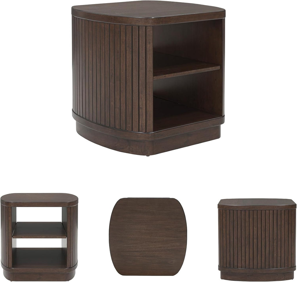 Signature Design by Ashley Korestone Contemporary End Table with Storage and Adjustable Shelf, Dark Brown