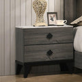 Two-Tone Finish Nightstand with 2 Drawers, Foil Grey,for Small Spaces
