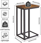 Aibiju Side Table Small End Table C Shaped, Slide Under Laptop Desk for Couch, Living Room Side Table, TV Trays for Eating on Couch, Rustic Brown+Black YD-TM051HB-2