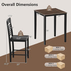 Giantex 5-Piece Dining Table Set for 4, Counter-Height Square Kitchen Table and Chairs Set with Rubber Wood Frame, Curved Back, Footrest, Bar Table Set for Small Place Dinette Breakfast Nook
