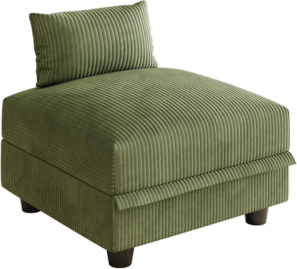LLappuil Sofa Storage Seat Module for Sectional Sofa, Square Modular Sectional Couches for Living Room, Carton B, Green Corduroy | Tool Free Assembly