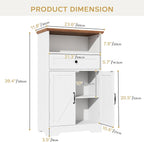 Floor Cabinet, Farmhouse Storage Cabinet with Barn Doors and Drawer, 11.81" D x 23.62" W x 39.37" H White Freestanding Adjustable Shelf Organizer for Bathroom, Kitchen, Living Room