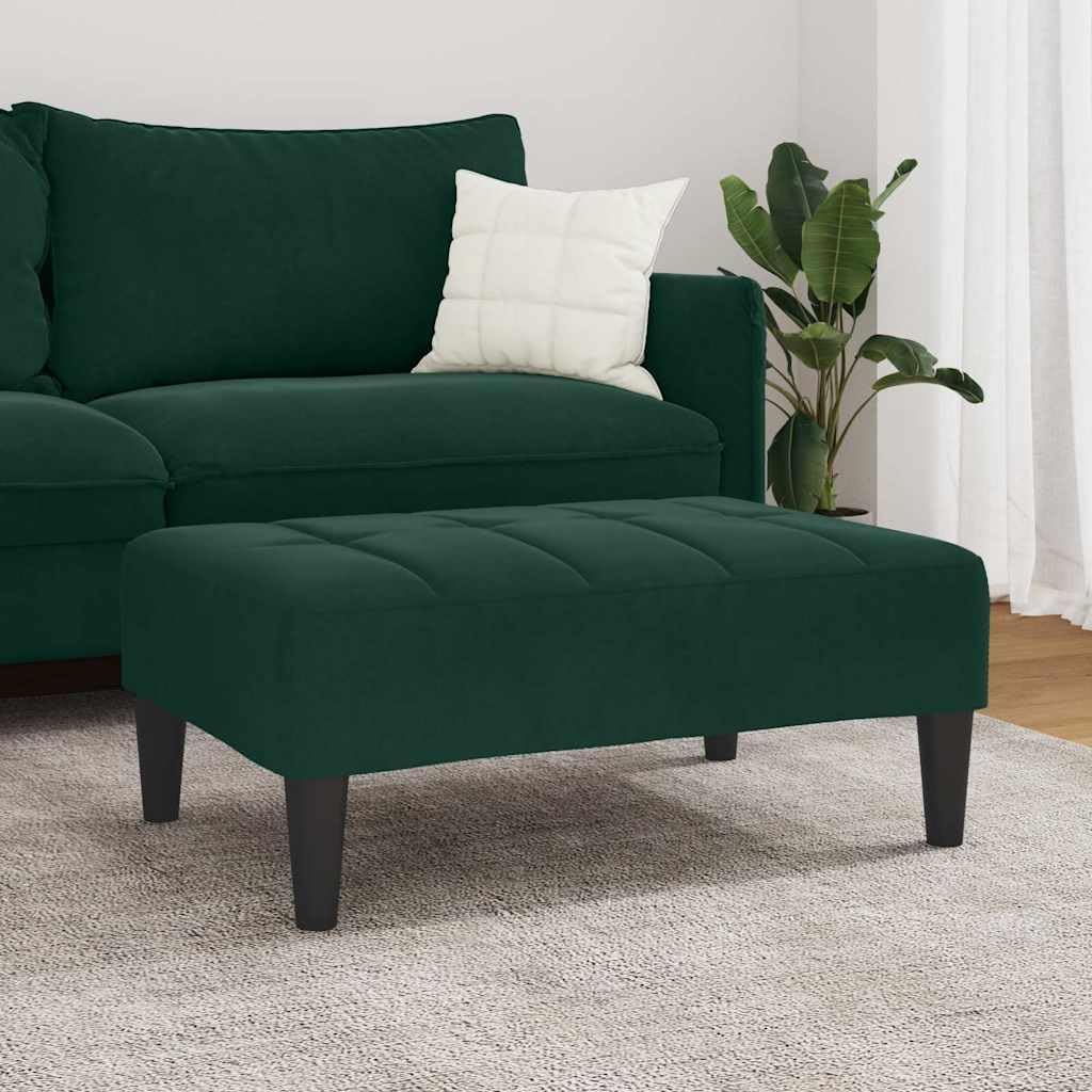 Velvet Footstool Dark Green 30.3x21.7x12.2 Inches, Stable Plywood Frame Footrest for Sofa or Recliner, Cozy and Compact Stool for Living Room
