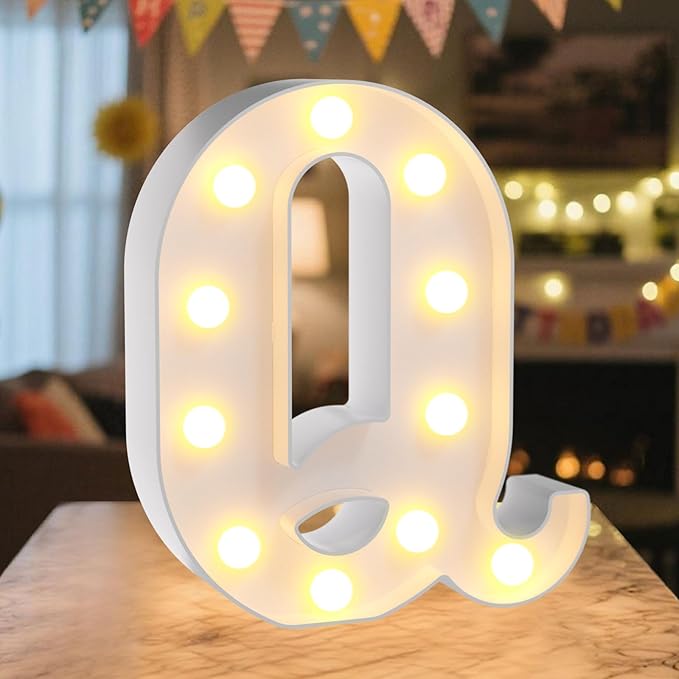 LED Marquee Light Up Letters Sign - Lighted Letters Alphabet for Birthday, Graduation, Bar Wall & Table Party Decor, Wedding Anniversary and Christmas Decorations, Letter Q