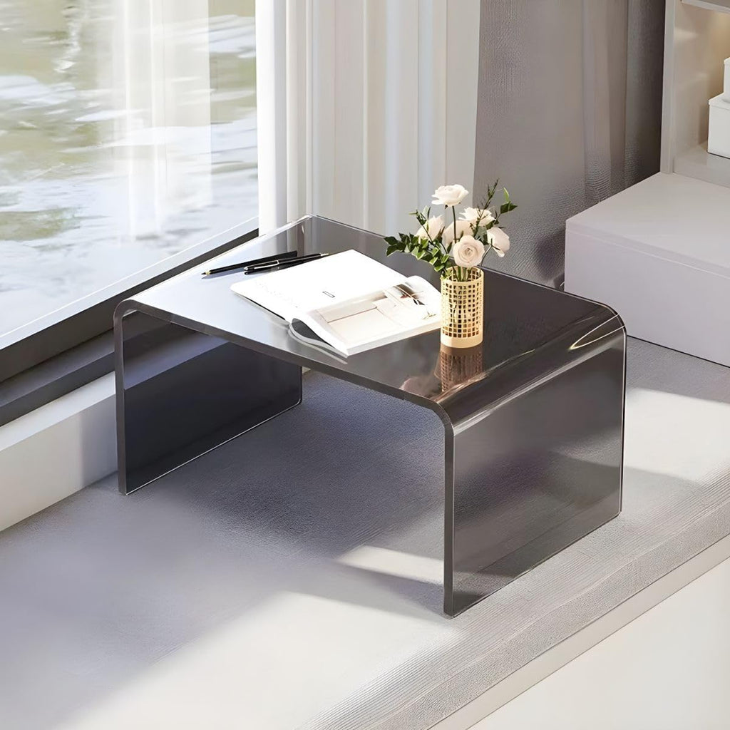 Side Table,C Shaped End Table, Acrylic Sofa Side Table, Bedside Table for Bedroom Small Modern Coffee Table Suitable for Living Room (Smoke Gray)