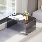 Side Table,C Shaped End Table, Acrylic Sofa Side Table, Bedside Table for Bedroom Small Modern Coffee Table Suitable for Living Room (Smoke Gray)