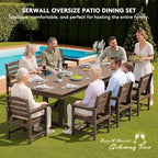 SERWALL 9Pcs 84" HDPE Outdoor Dining Set for 8 with Armchairs,Brown