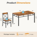 Zevemomo 7-Piece Dining Table Set, Kitchen Table Chairs Set of 6, Brown | Dining Room Sets for 6, Farmhouse Dining Table Set with 6 X-Shaped Curved Backrest Chairs, For Kitchen & Living Room