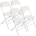 VEVOR 4 Pack Folding Chairs, Foldable Plastic Chair with Reinforced Metal Frame, Heavy Duty Portable Party Chairs, Stackable Indoor Outdoor Seat w/Non-Slip Feet for Event Dining Patio, 350lbs Capacity
