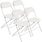 VEVOR 4 Pack Folding Chairs, Foldable Plastic Chair with Reinforced Metal Frame, Heavy Duty Portable Party Chairs, Stackable Indoor Outdoor Seat w/Non-Slip Feet for Event Dining Patio, 350lbs Capacity