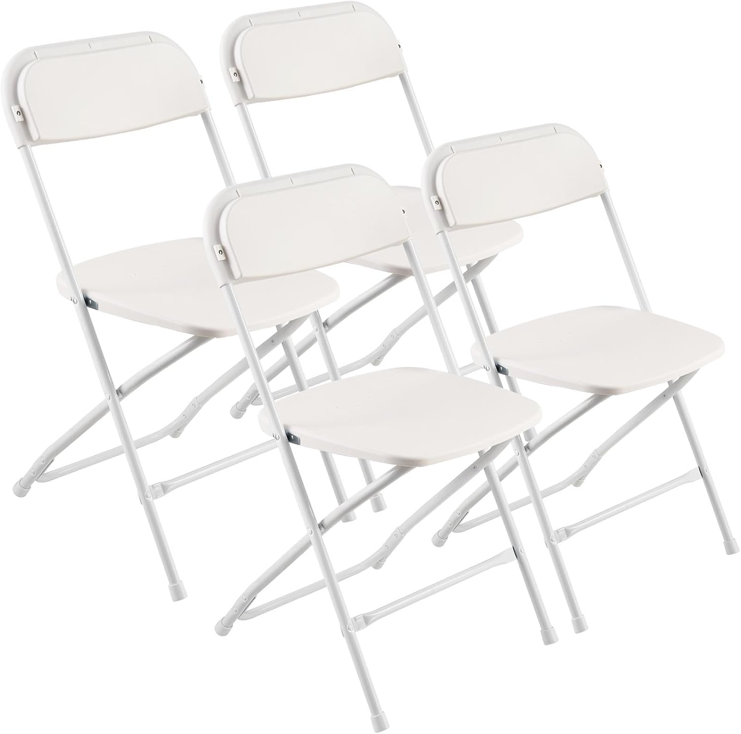 VEVOR 4 Pack Folding Chairs, Foldable Plastic Chair with Reinforced Metal Frame, Heavy Duty Portable Party Chairs, Stackable Indoor Outdoor Seat w/Non-Slip Feet for Event Dining Patio, 350lbs Capacity