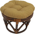 Maykoosh Rattan Ottoman Footrest with Cushion - Patio Outdoor Decor - Stylish Accent Furniture - 18x18 Inch