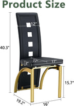Dining Chairs Set of 2, Upholstered Kitchen Chairs | Faux Leather Cushion and Metal Legs, Modern Dining Room Chair for Restaurant Kitchen, Black and Gold