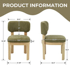 ROCITY Green Upholstered Dining Chairs Set of 4 Chenille Fabric Dining Room Chairs Modern Barrel Kitchen Chairs with Curved Backrest and Wooden Legs