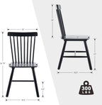 Kmax Dining Chairs Set of 4 Vintage Kitchen Chairs Windsor Chairs with Solid Wood Legs Farmhouse Country Style, Black