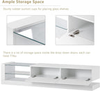 BAMACAR White TV Stand - Long Entertainment Center for 70-80 Inch TVs with Storage