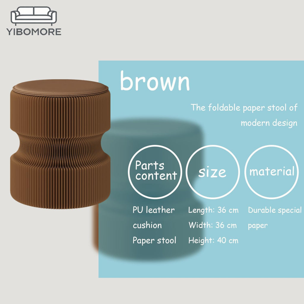 Folding Stool, 660lb Load Capacity Foldable Paper Stool - 15.7 Inch Modern Minimalist Stool for Living Room, Eco-Friendly Kraft Paper Honeycomb Design, Folds Flat to 1.2 Inch (brown A, 15.7in)