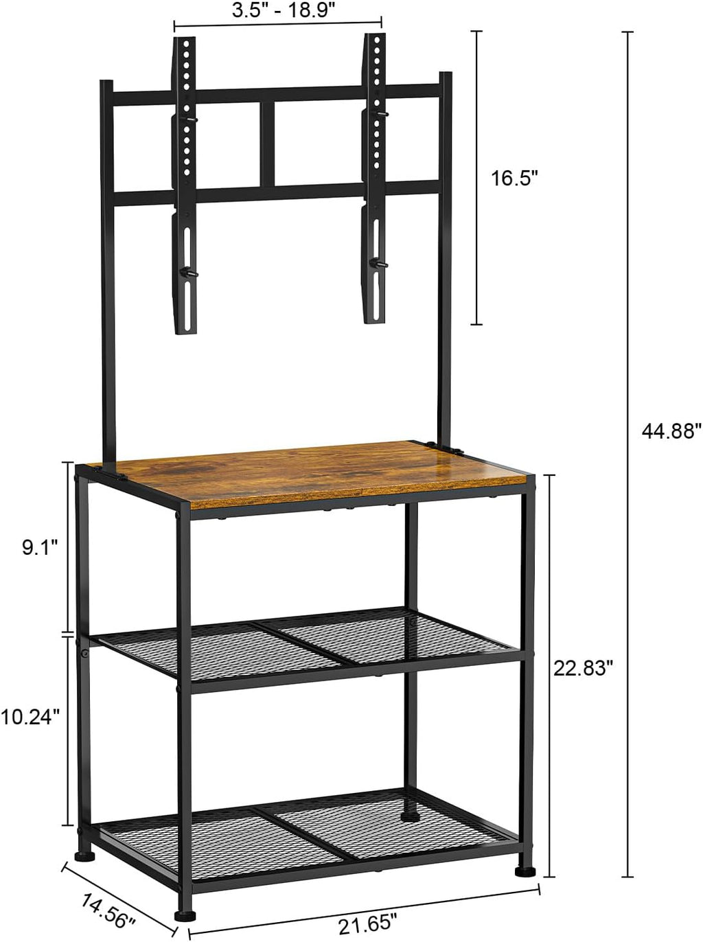 23 Inch to 50 Inch Floor Small Corner TV Stand with Storage Shelves for Living Room Bedroom, Universal Floor Television Stands with Mount, Rustic Brown Corner TV Table Desk Shelf for Small Space