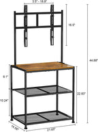 23 Inch to 50 Inch Floor Small Corner TV Stand with Storage Shelves for Living Room Bedroom, Universal Floor Television Stands with Mount, Rustic Brown Corner TV Table Desk Shelf for Small Space