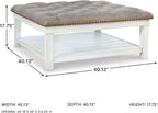 Signature Design by Ashley Kanwyn French Country Upholstered Square Ottoman Coffee Table, Whitewash