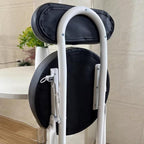 Portable Folding Stool, Non-Slip Feet, Kitchen Folding Stool with Backrest, Padded, Folding Round Stool for Adults Kitchen Garden Bathroom(Black+White,55cm/22in)